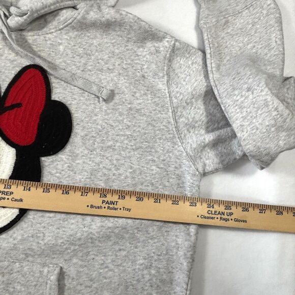 DISNEY Minnie Mouse Crochet Appliqué Hoodie Sweatshirt Heather Gray - Picture 4 of 7